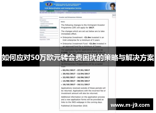 如何应对50万欧元转会费困扰的策略与解决方案 如何应对50万欧元转会费困扰的策略与解决方案